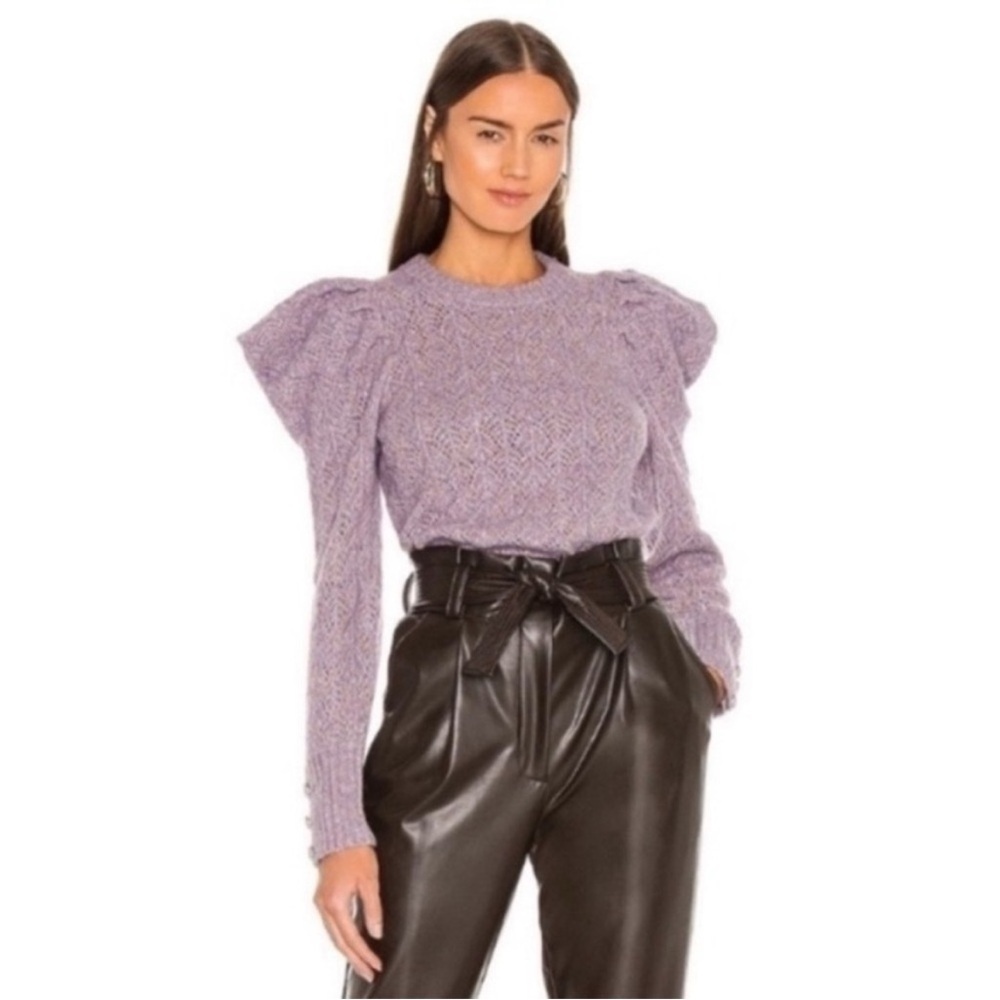 Veronica Beard Nova Puff Sleeves Alpaca and Merino Wool Blend Sweater
